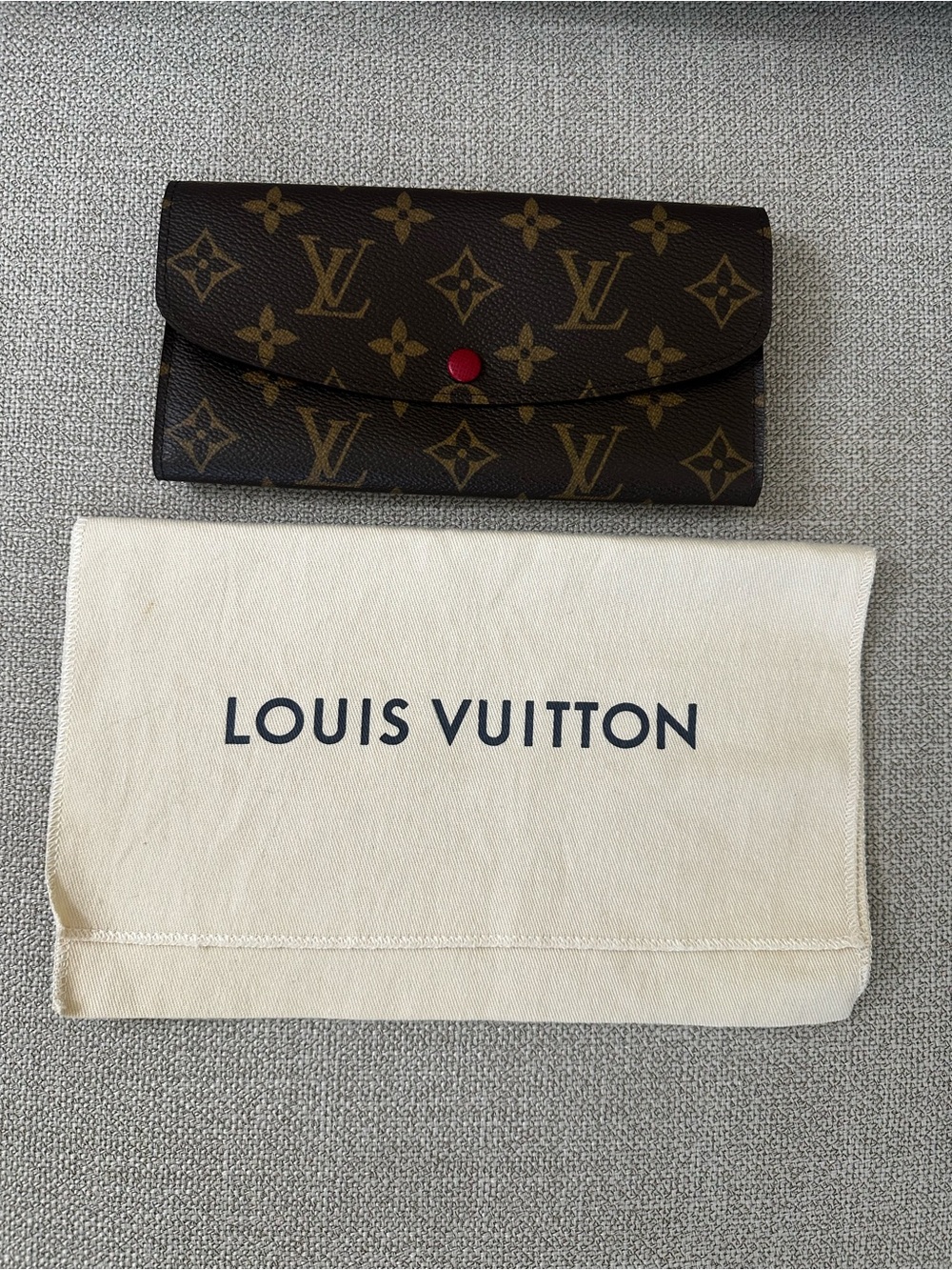 Louis Vuitton Brown Monogram Continental Wallet with Red Snap